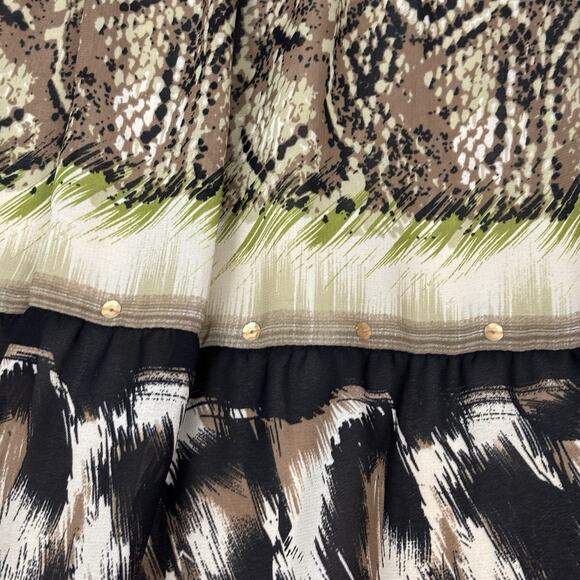 JM Womens Midi Tiered Skirt Animal Print Sequins sz 8P Whimsigoth grunge boho - Picture 12 of 12